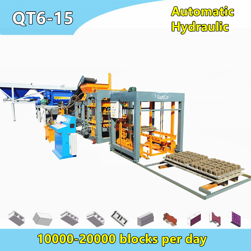 QT6-15 hydraulic concrete solid block machine